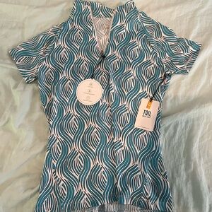 Tail Women's Aqua and White Patterned Blouse